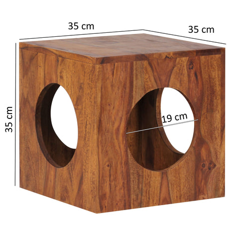 Rootz side table solid wood Sheesham 35x35 cm Cube living room table design country style coffee table square