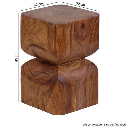 Rootz Side Table - Sheesham Solid Wood - Rustic Decorative Flower Table - Small Wooden Sofa Add-On Table - Brown - 30x45x30cm