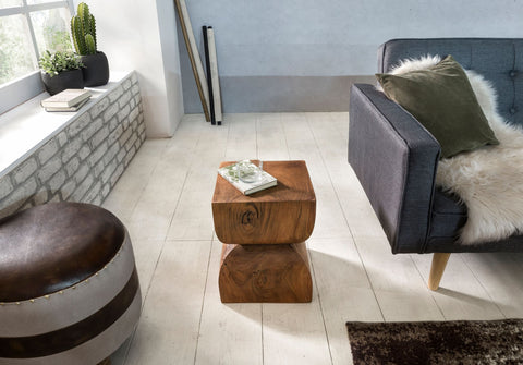 Rootz Side Table - Sheesham Solid Wood - Rustic Decorative Flower Table - Small Wooden Sofa Add-On Table - Brown - 30x45x30cm
