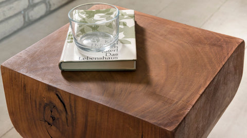 Rootz Side Table - Sheesham Solid Wood - Rustic Decorative Flower Table - Small Wooden Sofa Add-On Table - Brown - 30x45x30cm