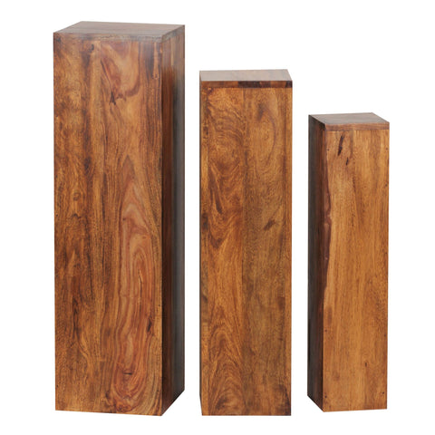 Rootz Side Tables - Set Of 3 - Solid Wood - - Pillars - Decoration - 24.5 x 85 x 24.5 cm