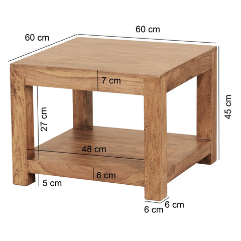 Rootz Coffee Table - Solid Wood Acacia - Dark Brown - Country Style Side Table - 60 x 60 cm