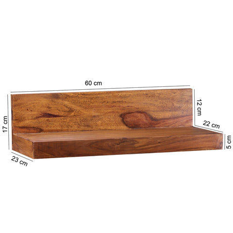 Rootz Owattona Wall Shelf - Solid Wood Wall Shelf - Bookshelf - Solid - Brown - 60/110/140/160 cm