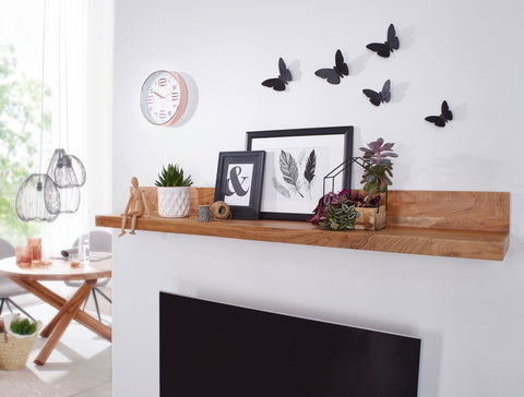 Rootz Wall Shelf - Solid Wood Acacia - 60 cm - Country Style Hanging Shelf - Natural Product