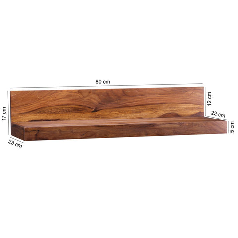 Rootz Wall Shelf - Solid Wood Sheesham - 80 cm - Country Style Hanging Shelf - Natural Product
