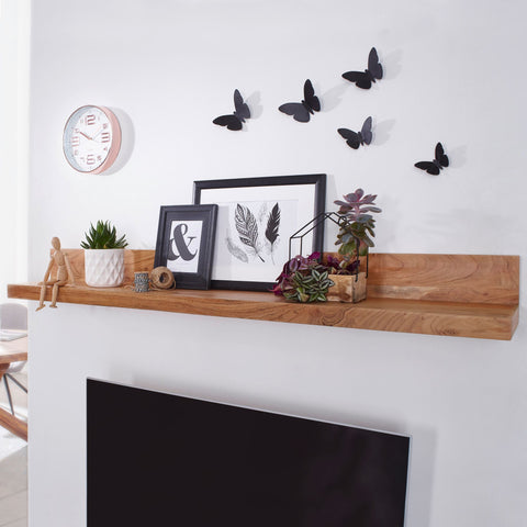 Rootz Wall Shelf - Solid Wood Acacia - 80 cm - Country Style Hanging Shelf - Natural Product