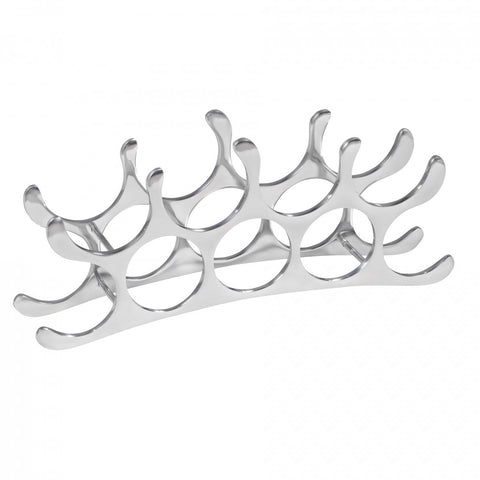 Rootz Wine Rack - Aluminum - Silver - 9-Bottle Holder, Modern Design - Stylish Wine Accessories - Narrow Kitchen Shelf - Standing Bottle Rack