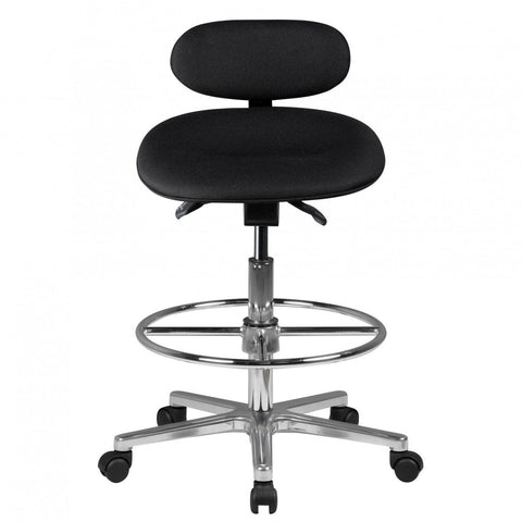 Rootz Adjustable Stool - Swivel Stool - Work Stool - Swivel Stool - Fabric Cover - Height Adjustable Stool - Black