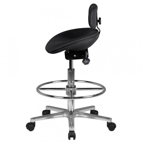 Rootz Adjustable Stool - Swivel Stool - Work Stool - Swivel Stool - Fabric Cover - Height Adjustable Stool - Black