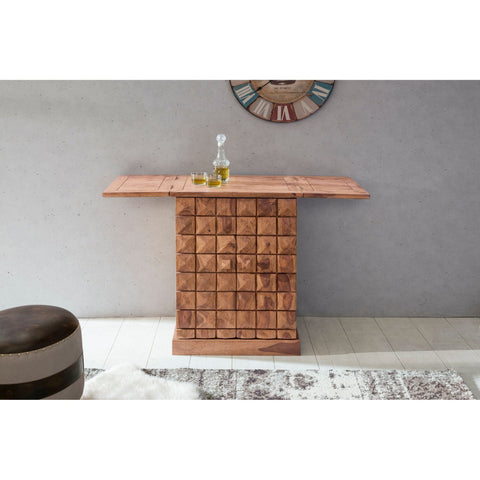 Rootz Home Bar - Fold-out Bar - Display Cabinet - Wine Storage - Beverage Storage - Solid Wood Acacia - Country Style - Bar Cabinet