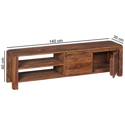 Rootz TV Stand - Sheesham Lowboard - 140cm - Country Style TV Cabinet with Storage Compartments