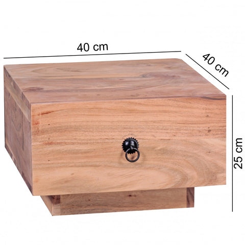 Rootz Bedside Table - Solid Wood Acacia Bedside Table - Bedside Tables - Drawer - 25cm High