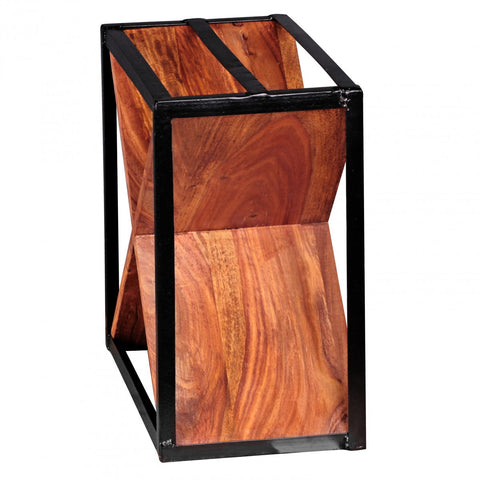 Rootz Wine Rack - Sheesham Wood - Metal Frame X-Shaped Stand Shelf for Approximately 16 Bottles