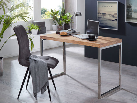 Rootz Desk - Acacia Wood - Computer Table with Metal Legs - Rustic Laptop Table - 120 x 60 cm