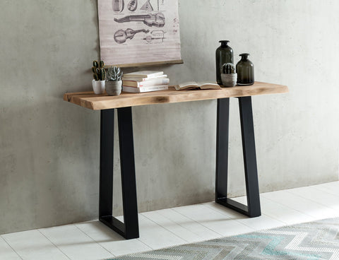 Rootz Console Table - Rustic Acacia Wood - Solid Wood Entryway Table - Country House Style Desk and Dressing Table - 120 x 45 cm