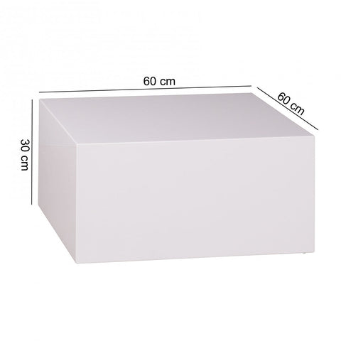 Rootz Coffee Table - Cube - White High Gloss Lacquered - Modern Design Square Living Room Table - Cube Shape Side Table - 60 x 60 x 30 cm