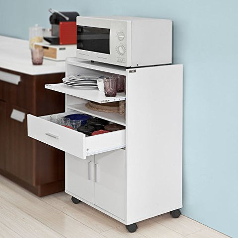 Rootz Microwave Shelf - Kitchen Wheeled Storage Trolley - Kitchen Cabinet Unit