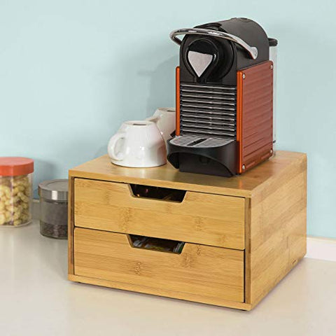 Rootz Coffee Machine Stand & Coffee Pod Capsule Teabags Box Holder Organizer with 2 Drawers
