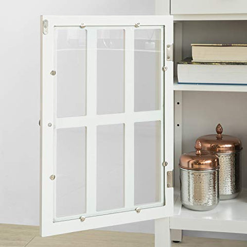 Rootz White Sideboard Storage Cabinet Cupboard 2 Drawers 2 Doors