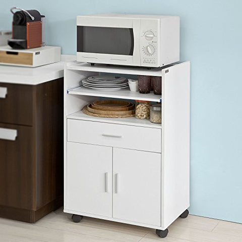 Rootz Microwave Shelf - Kitchen Wheeled Storage Trolley - Kitchen Cabinet Unit