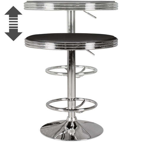 Rootz Bar Table - American Diner - Bistro Table - High Table - Standing Table - Black - Aluminium