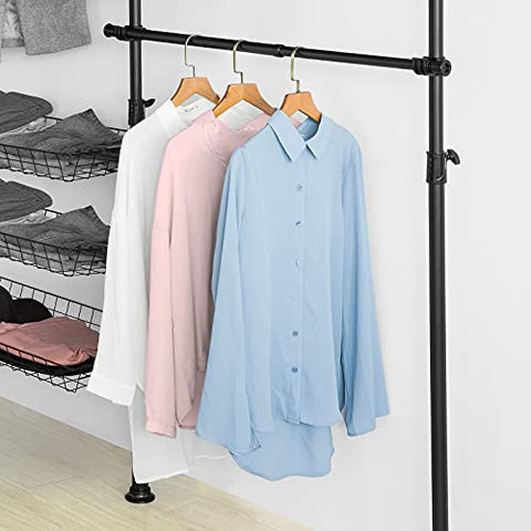 Rootz Telescopic Wardrobe Organizer - Hanging Rail - Clothes Rack Storage Shelving