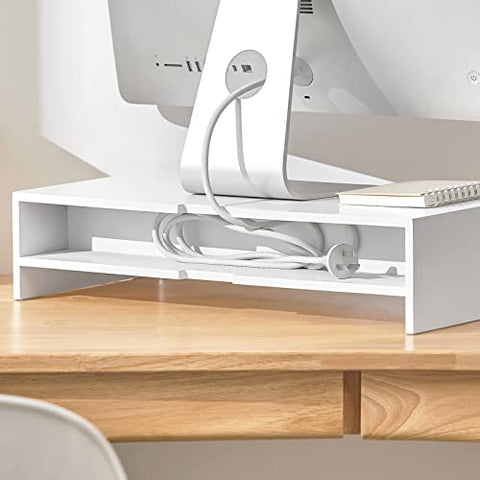 Rootz Monitor Stand Computer Screen Monitor Stand -Monitor Riser Desk Organizer with 3 Drawers