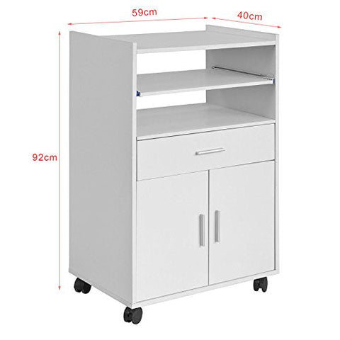 Rootz Microwave Shelf - Kitchen Wheeled Storage Trolley - Kitchen Cabinet Unit