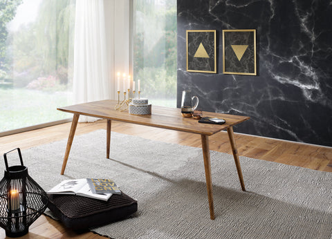 Rootz Dining Table - Sheesham Solid Wood - Rustic Country House Design - Rectangular Dining Room Table for 4-6 People - 120x60x76 cm