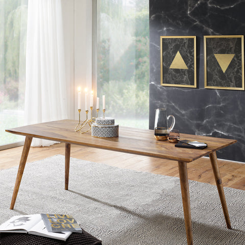 Rootz Dining Table - Sheesham Solid Wood - Rustic Country House Design - Rectangular Dining Room Table for 4-6 People - 120x60x76 cm