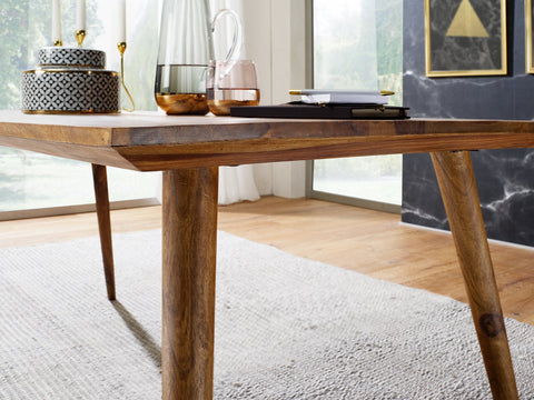 Rootz Dining Table - Sheesham Solid Wood - Rustic Country House Design - Rectangular Dining Room Table for 4-6 People - 120x60x76 cm