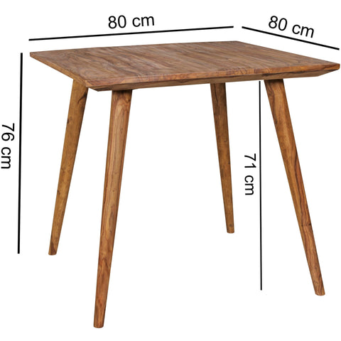 Rootz Dining Table - Sheesham Solid Wood - Rustic Country House Design - Square Dining Room Table for 4 People - 80x80x76 cm