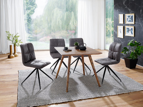 Rootz Dining Table - Sheesham Solid Wood - Rustic Country House Design - Square Dining Room Table for 4 People - 80x80x76 cm