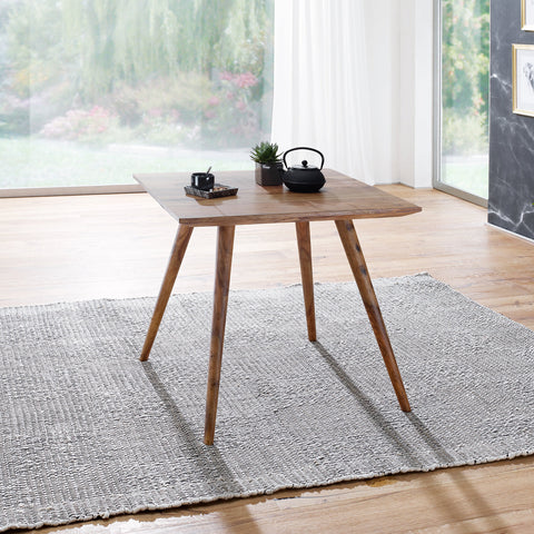 Rootz Dining Table - Sheesham Solid Wood - Rustic Country House Design - Square Dining Room Table for 4 People - 80x80x76 cm