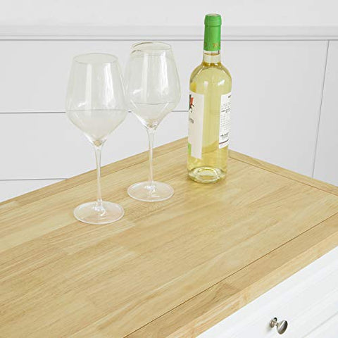 Rootz Kitchen Storage Trolley Kitchen Cabinet- Cupboard Sideboard Kitchen Island with 2 Drawers 3 Cabinets