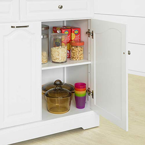 Rootz Kitchen Storage Trolley Kitchen Cabinet- Cupboard Sideboard Kitchen Island with 2 Drawers 3 Cabinets