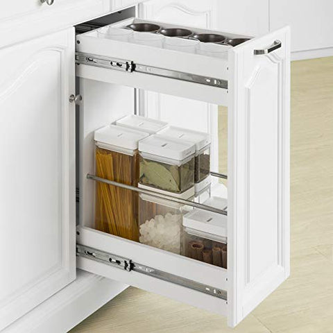 Rootz Kitchen Storage Trolley Kitchen Cabinet- Cupboard Sideboard Kitchen Island with 2 Drawers 3 Cabinets