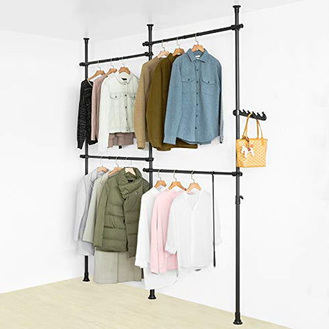 Rootz Adjustable Wardrobe - Clothing Rack -  Organizer - Clothes Shelf System - Hanging Rail