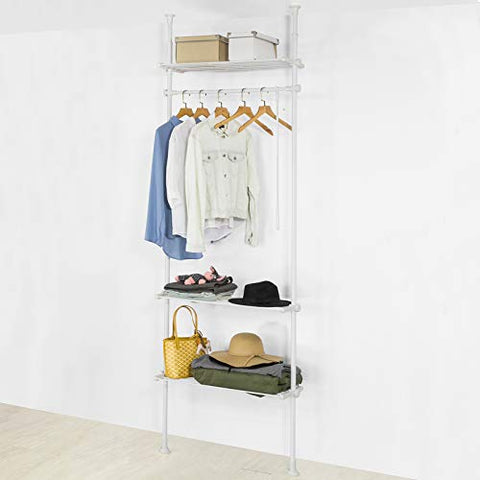 Rootz Adjustable Wardrobe Organiser Clothes Shelf System-Hanging Rail-Telescopic Clothes Storage Shelving