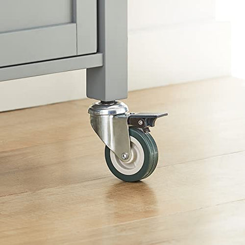 Rootz Kitchen Trolley Cart Storage Trolley Serving Trolley Kitchen Cabinet with Stainless Steel Worktop
