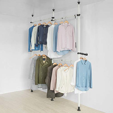 Rootz Adjustable Wardrobe Organiser Clothes Shelf System-Hanging Rail-Telescopic Storage Shelving
