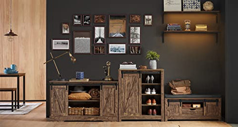 Rootz Storage Cabinet Sideboard with 2 Sliding Doors - Kitchen Dining Room Sideboard Storage Cabinet Cupboard Hall Cabinet