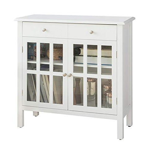 Rootz White Sideboard Storage Cabinet Cupboard 2 Drawers 2 Doors