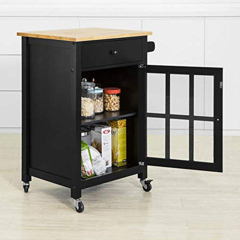 Rootz Kitchen Storage Trolley Serving Trolley with Rubber Wood Work top