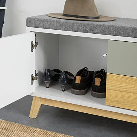 Rootz Hallway Shoe - Bench Shoe - Cabinet Shoe - Rack with 1 Cabinet and 2 Drawers, W80 x D38 x H51cm