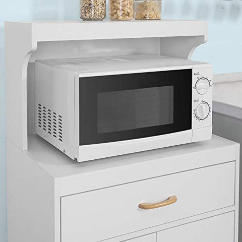 Rootz Kitchen Storage Trolley - Microwave Shelf - Storage Cabinet Cupboard Sideboard on Wheels