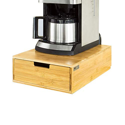 Rootz Coffee Machine Stand & Coffee Pod Capsule Teabags Drawer Box Holder Cabinet-Bamboo