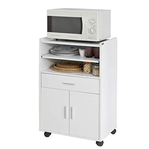 Rootz Microwave Shelf - Kitchen Wheeled Storage Trolley - Kitchen Cabinet Unit