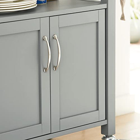Rootz Kitchen Trolley Cart Storage Trolley Serving Trolley Kitchen Cabinet with Stainless Steel Worktop