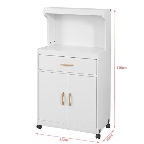 Rootz Kitchen Storage Trolley - Microwave Shelf - Storage Cabinet Cupboard Sideboard on Wheels